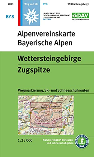 Wettersteingebirge, Zugspitze: Topographische Karte 1:25.000 mit Wegmarkierung, Ski- und Schneeschuhrouten (Alpenvereinskarten)