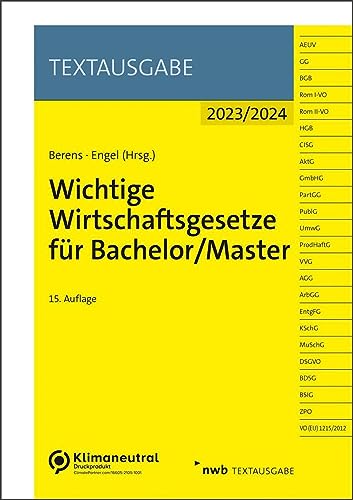 Wichtige Wirtschaftsgesetze für Bachelor/Master (Textausgabe) von NWB Verlag