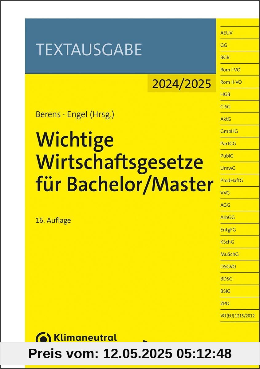 Wichtige Wirtschaftsgesetze für Bachelor/Master
