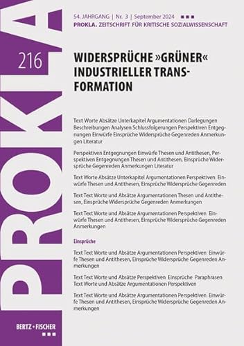 Widersprüche »grüner« industrieller Transformation: PROKLA 216 / 54. Jg., Heft 3, September 2024 (PROKLA. Zeitschrift für kritische Sozialwissenschaft)