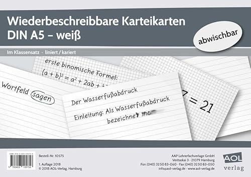 Wiederbeschreibbare Karteikarten DIN A5 - weiß: Im Klassensatz - liniert/kariert: Im Klassensatz - liniert/kariert - abwischbar Wiederbeschreibbare Karteikarten DIN A5 - weiß: Im Klassensatz - liniert/kariert: Im Klassensatz - liniert/kariert - abwischbar