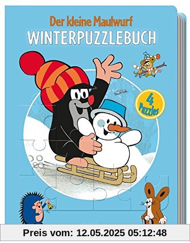 Winter-Puzzlebuch Der kleine Maulwurf: 4 Puzzle, 24-teilig