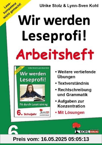 Wir werden Leseprofi: 6. Schuljahr, Arbeitsheft