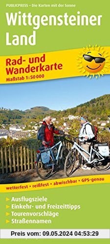 Wittgensteiner Land: Rad- und Wanderkarte mit Ausflugszielen, Einkehr- & Freizeittipps, wetterfest, reissfest, abwischbar, GPS-genau. 1:50000