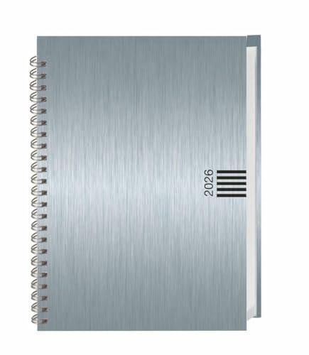 Wochen-Cheftimer A5, Alu silber 2026: Wochenkalender. Silberner Terminkalender in Aluoptik. Buch-Kalender mit Eckperfoation und Spiralbindung. ... Planen von Terminen. (Kalenderbücher Heye) von Heye