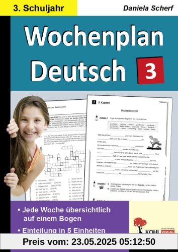 Wochenplan Deutsch 3. Schuljahr: Jede Woche übersichtlich auf einem Bogen