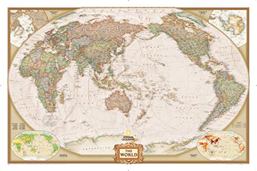 World Executive, Pacific Centered, Tubed: Wall Maps World (National Geographic Reference Map)