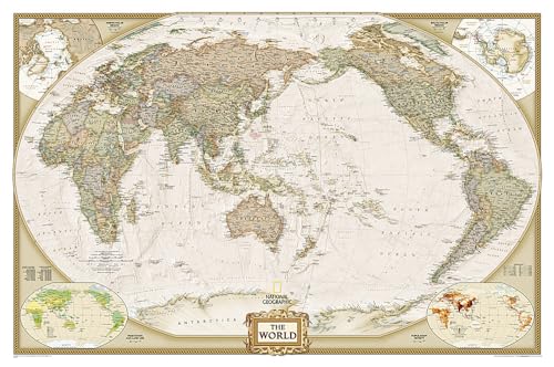 World Executive, Pacific Centered, Tubed: Wall Maps World (National Geographic Reference Map)