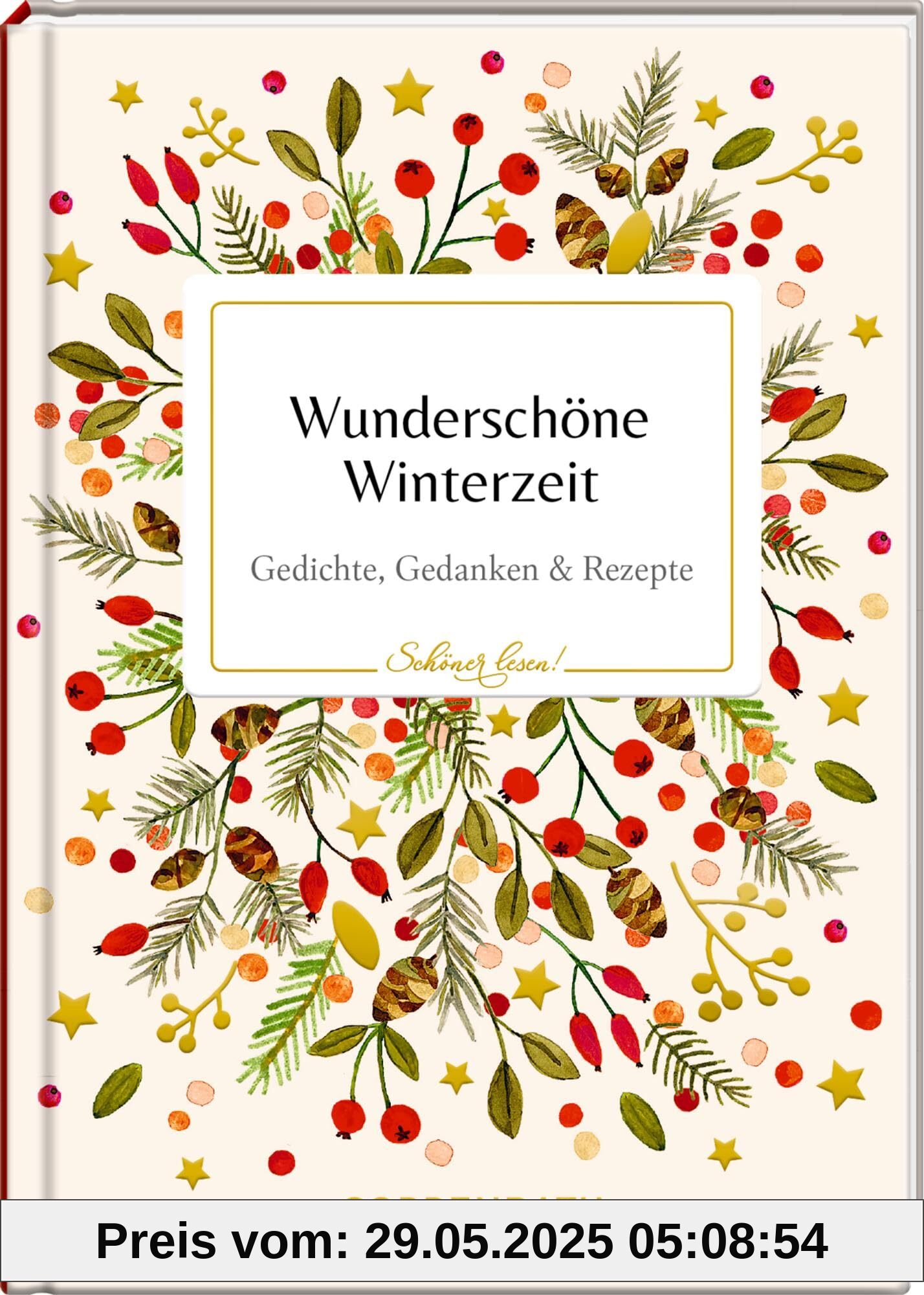 Wunderschöne Winterzeit: Gedichte, Gedanken & Rezepte: Ein hochwertiges Geschenk zu Weihnachten, mit Goldfolie und besonderem Covermaterial (Schöner lesen!, 51, Band 51)