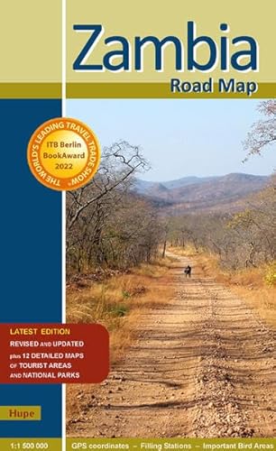 Zambia Road Map: GPS-taugliche Straßenkarte im Maßstab 1:1 500 000 mit 210 GPS-Koordinaten