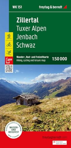 Zillertal, Wander-, Rad- und Freizeitkarte 1:50.000, freytag & berndt, WK 151: Tuxer Alpen - Jenbach - Schwaz, Mit APP, wasserfest und reißfest (freytag & berndt Wander-Rad-Freizeitkarten, Band 151) von FREYTAG-BERNDT UND ARTARIA