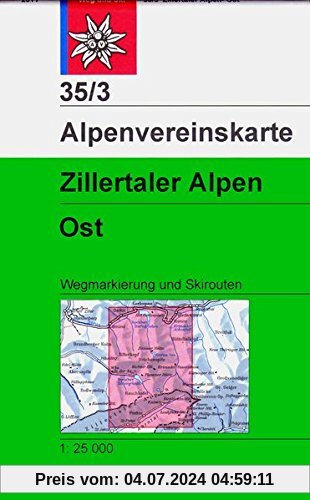 Zillertaler Alpen - Ost: Wegmarkierung und Skirouten - Topographische Karte 1:25.000 (Alpenvereinskarten)