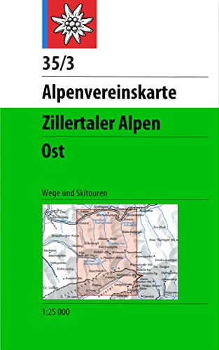 Zillertaler Alpen, Ost: Topographische Karte 1:25.000 mit Wegmarkierungen und Skirouten (Alpenvereinskarten) von Deutscher Alpenverein
