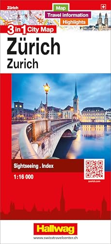 Zürich 3 in 1 City Map 1:16 000: Map, Travel information, Highlights, Sightseeing, Index (Hallwag City Map 3 in 1) von Hallwag Karten Verlag