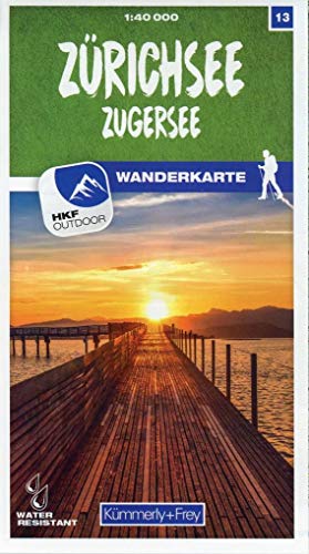 Zürichsee - Zugersee Nr. 13 Wanderkarte 1:40 000: Matt laminiert, free Download mit HKF Outdoor App (Kümmerly+Frey Wanderkarte 1:60.000, Band 13) von Kmmerly und Frey