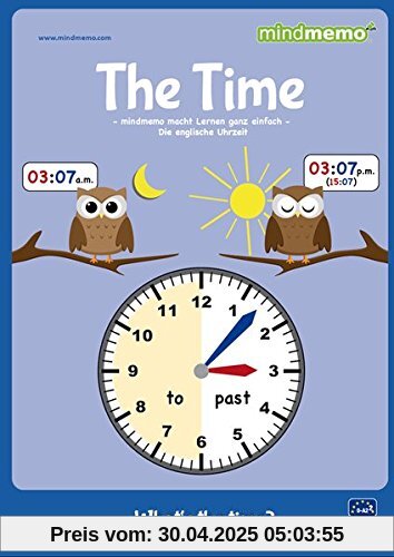 mindmemo Lernfolder - TIME - What's the time? - Die Uhrzeit auf Englisch lernen - Zusammenfassung: genial-einfache Lernhilfe - PremiumEdition (foliert) - Din A4 6-seiter + selbstklebender Abhefter