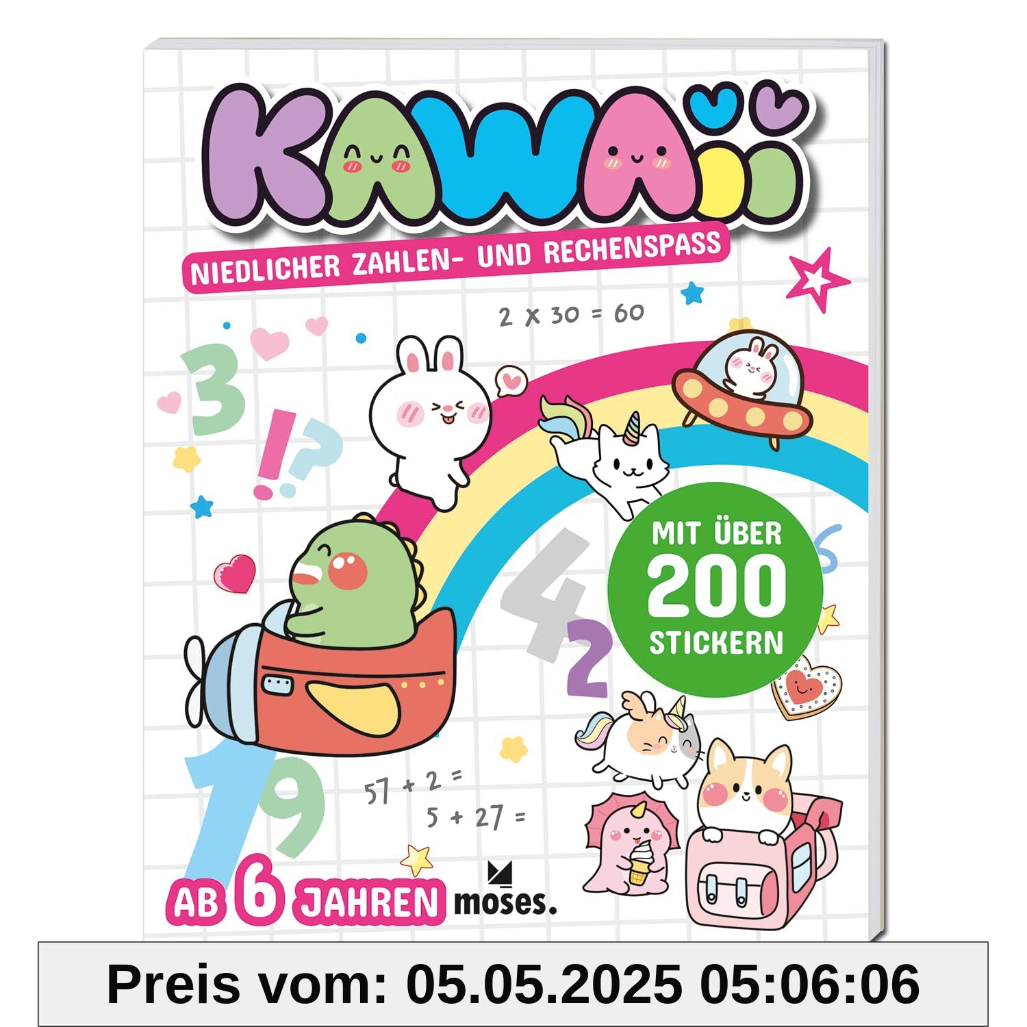 moses. Kawaii – Niedlicher Zahlen- und Rechenspaß, Activity-Buch mit Rätseln, Ausmalbildern und Stickern, Kawaii-Rätselbuch für Kinder ab 6 Jahren moses. Kawaii – Niedlicher Zahlen- und Rechenspaß, Activity-Buch mit Rätseln, Ausmalbildern und Stickern, Kawaii-Rätselbuch für Kinder ab 6 Jahren