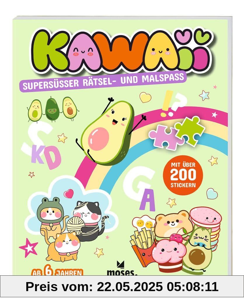 moses. Kawaii – Supersüßer Rätsel- und Malspaß, Activity-Buch mit Rätseln, Ausmalbildern und Stickern, Kawaii-Rätselbuch für Kinder ab 6 Jahren moses. Kawaii – Supersüßer Rätsel- und Malspaß, Activity-Buch mit Rätseln, Ausmalbildern und Stickern, Kawaii-Rätselbuch für Kinder ab 6 Jahren
