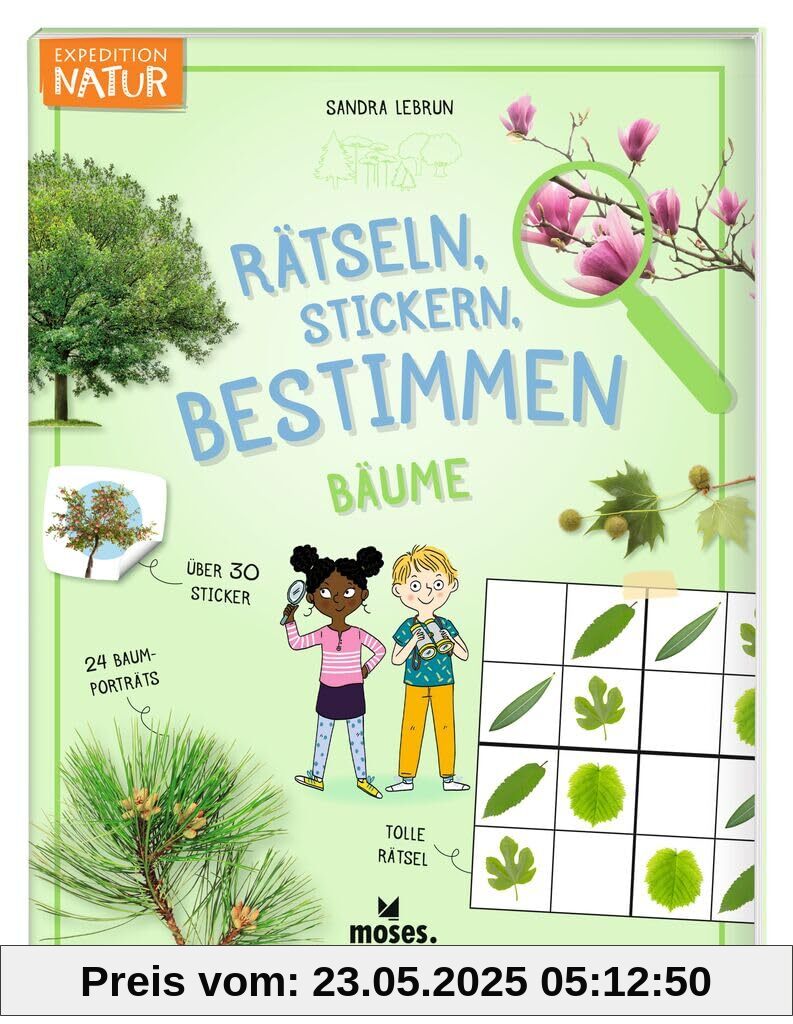 moses. Rätseln, Stickern, Bestimmen – Bäume, Expedition Natur Beschäftigungsbuch mit Steckbriefen, Natur-Rätseln, Ausmalbildern und Stickern, Kreatives Kindermitmachbuch für Kinder ab 7 Jahren moses. Rätseln, Stickern, Bestimmen – Bäume, Expedition Natur Beschäftigungsbuch mit Steckbriefen, Natur-Rätseln, Ausmalbildern und Stickern, Kreatives Kindermitmachbuch für Kinder ab 7 Jahren