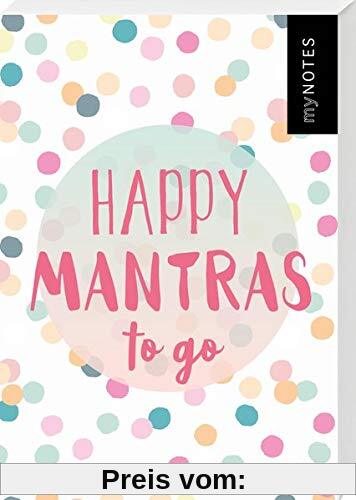 myNOTES Happy Mantras to go - 50 Kärtchen zum Glücklichsein: Box mit 50 Karten für mehr Glück, Achtsamkeit und gute Laune an jedem Tag