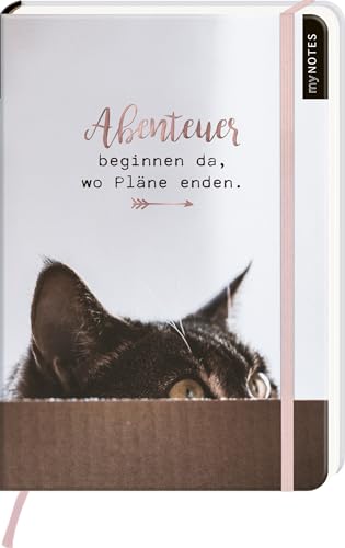myNOTES Notizbuch A5: Abenteuer beginnen da, wo Pläne enden: Notebook medium, gepunktet | Für Cat Ladies: Ideal als Bullet Journal oder Tagebuch