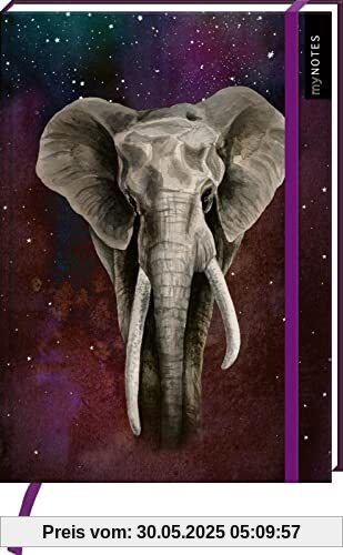 myNOTES Notizbuch A5: Elefant: Notebook medium, gepunktet, paginiert | Schönes Notizbuch: Ideal als Bullet Journal oder Tagebuch