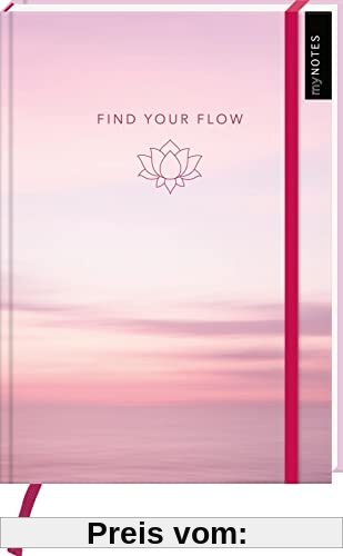 myNOTES Notizbuch A5: Find your Flow: Notebook medium, gepunktet, paginiert | Für Yogafans: Ideal als Bullet Journal oder Tagebuch