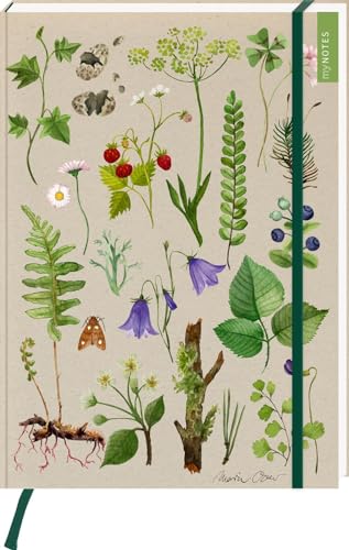 myNOTES Papeterie: Notizbuch A4 Naturschätze: Wald & Wiesenblumen | Maxi-Blankbook DIN A4, florales Design, gepunktet, für große Ideen und Notizen