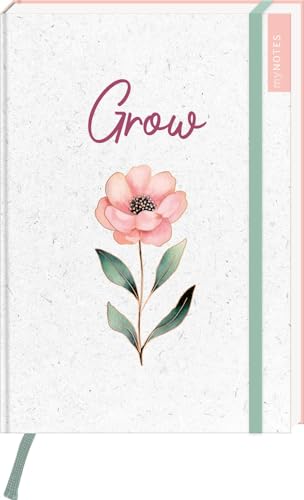 myNOTES Papeterie: Notizbuch A5 Blumenträume: Grow | Blankbook Medium, gepunktet, in floraler Optik für Notizen, Pläne, Ideen