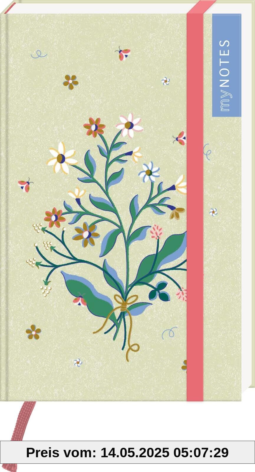 myNOTES Papeterie: Notizbuch A6 Cottage Style: Blumenstrauß: Mini-Blankbook, gepunktet, ideal für Notizen unterwegs