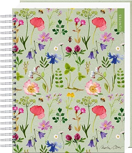 myNOTES Papeterie: Ringbuch Naturschätze: Bunte Blumenwiese | Notizbuch mit Spirale, Wildblumen-Design, punktkariert, für Kreatives und Erinnerungen