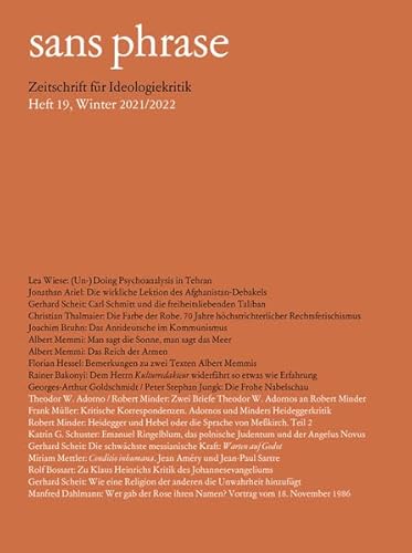 sans phrase: Zeitschrift für Ideologiekritik; Heft 19, Winter 2021/2022 von ça-ira-Verlag