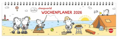 sheepworld Wochenquerplaner 2026: Praktischer Tischquerkalender mit Spiralbindung und niedlichen Schaf-Cartoons. Liebevoll illustrierter Tisch-Kalender. (Tischkalender Heye) von Heye