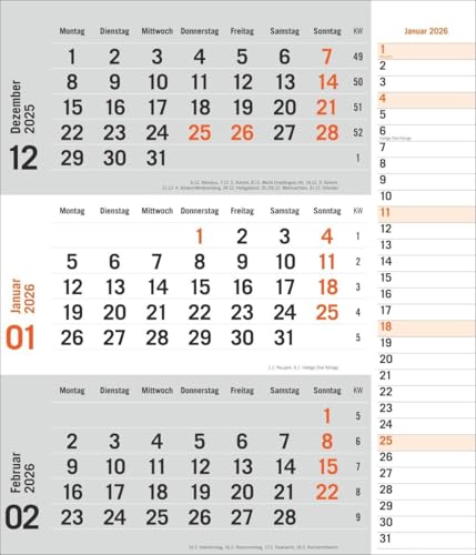 times&more 3-Monatsplaner, orange 2026: times&more - Praktischer Wandplaner mit Datumsschieber. Büro-Kalender mit Notizspalte und Jahresübersicht. ... fürs Büro. 30 x 35 cm. (Bürokalender Heye) von Heye
