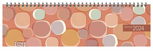 times&more Wochenquerkalender 2024. Bunter Tischkalender mit Punkten. Handlicher Wochenplaner im Querformat. Tischquerkalender 2024 zum Planen von Terminen.