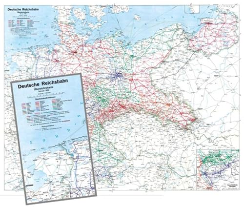 Historische Übersichtskarte: Deutschland 1938 - Reichsbahndirektionen der Deutsche Reichsbahn [84 x 67 cm gefaltet auf A 4] Mit den Reichsautobahnen ... im Deutsche Reich [im Betrieb und im Bau] von Rockstuhl, H