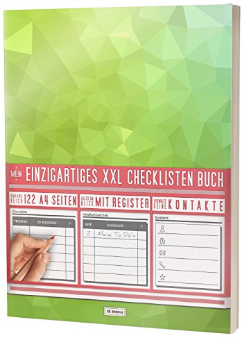 Mein Checklisten Buch / 122 Seiten, Register uvm. / Jetzt mit Datum, Priorität und Platz für Notizen / PR501 „Frisches Grün“ / DIN A4 Soft Cover