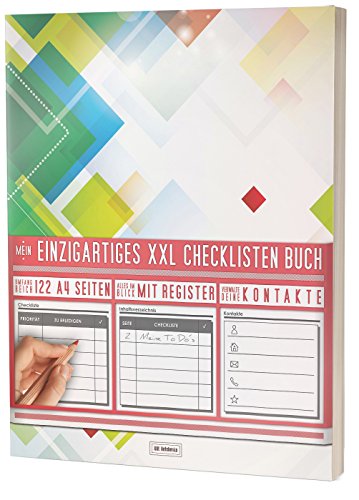Mein Einzigartiges XXL Checklistenbuch: 122 A4-Seiten, Softcover, Register uvm. / Für To Do's und Listen / PR501 „Modern“