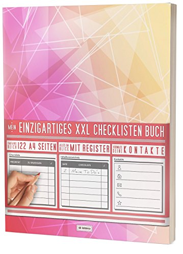 Mein Einzigartiges XXL Checklistenbuch: 122 A4-Seiten, Softcover, Register uvm. / Für To Do's und Listen / PR501 „Triangle“