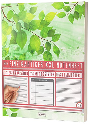 Mein Einzigartiges XXL Notenheft: 86 Seiten, 44 Blätter, 12 Systeme / Mit Register und Seitenzahlen / DIN A4 Soft Cover / PR301 "Spring-Time"