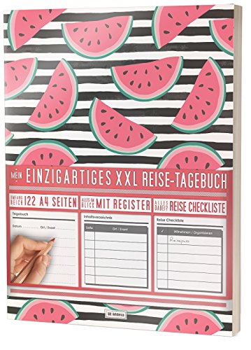 Mein Einzigartiges XXL Reisetagebuch: 122 Seiten, Register, Kontakte / Neue Auflage mit Reise Checkliste / PR401 „Wassermelone“ / DIN A4 Soft Cover Mein Einzigartiges XXL Reisetagebuch: 122 Seiten, Register, Kontakte / Neue Auflage mit Reise Checkliste / PR401 „Wassermelone“ / DIN A4 Soft Cover