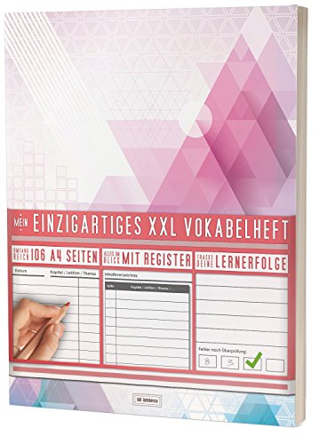 Mein Einzigartiges XXL Vokabelheft: 100+ Seiten, 2 Spalten, Register / Lernerfolge auf jeder Seite zum Abhaken / PR301 "Dreiecke" / DIN A4 Soft Cover von #GoodMemos