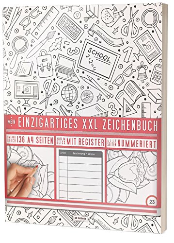Mein Einzigartiges XXL Zeichenbuch: 136 Seiten, Nummeriert, Register / Dickes Skizzenbuch / PR601 „Back To School“ / DIN A4 Soft Cover Mein Einzigartiges XXL Zeichenbuch: 136 Seiten, Nummeriert, Register / Dickes Skizzenbuch / PR601 „Back To School“ / DIN A4 Soft Cover