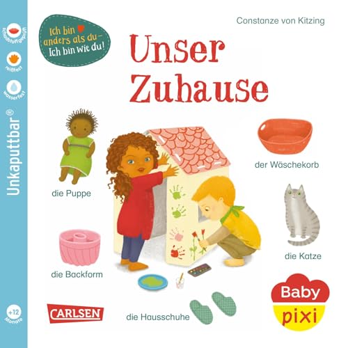 Baby Pixi (unkaputtbar) 144: Unser Zuhause: Unzerstörbares Baby-Buch ab 12 Monaten mit ersten Wörtern aus dem Alltag - auch als Badebuch geeignet (144) von Carlsen