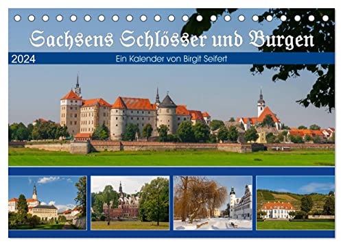 Sachsens Schlösser und Burgen (Tischkalender 2024 DIN A5 quer), CALVENDO Monatskalender