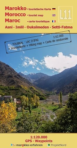 L11: Asni - Imlil - Oukaïmeden - Setti-Fatma 1:120.000 + GPS-Waypoints: Mit Wanderkarte Toubkal & Lac d`Ifni 1:62.000 (Marokko-Erfahren Tourist map) von Huber Kartographie